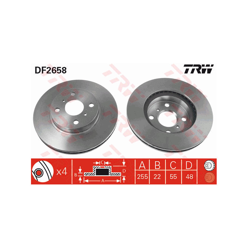 Jeu de 2 disques de frein TRW