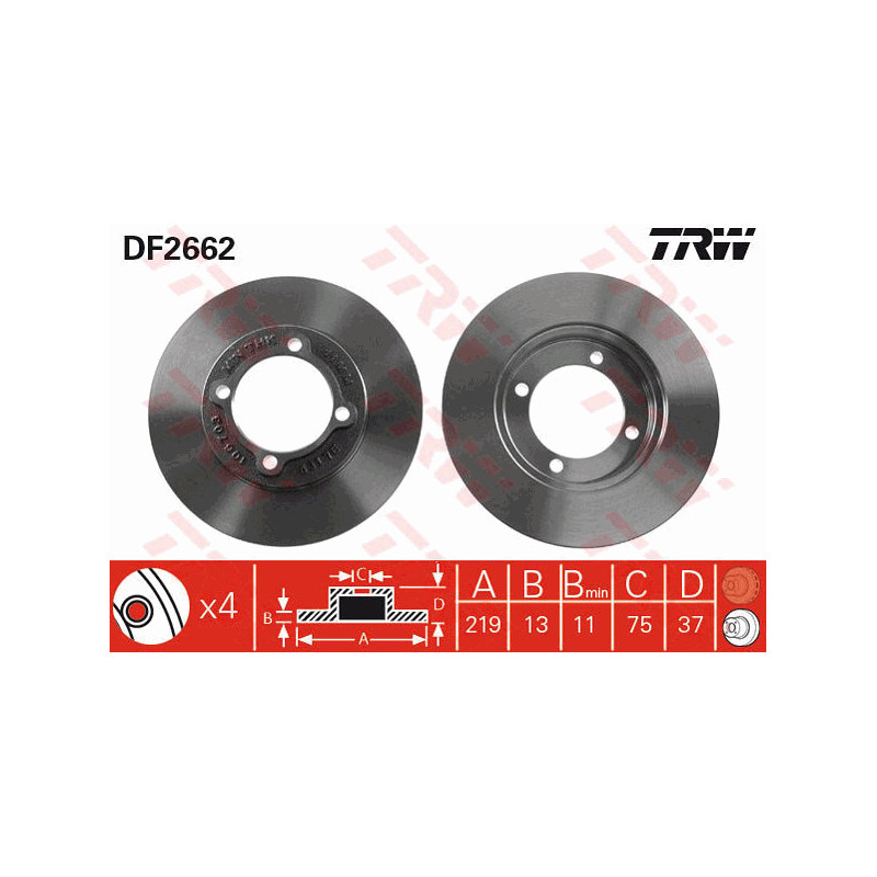 Jeu de 2 disques de frein TRW