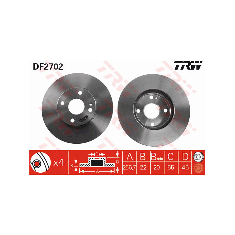 Jeu de 2 disques de frein TRW