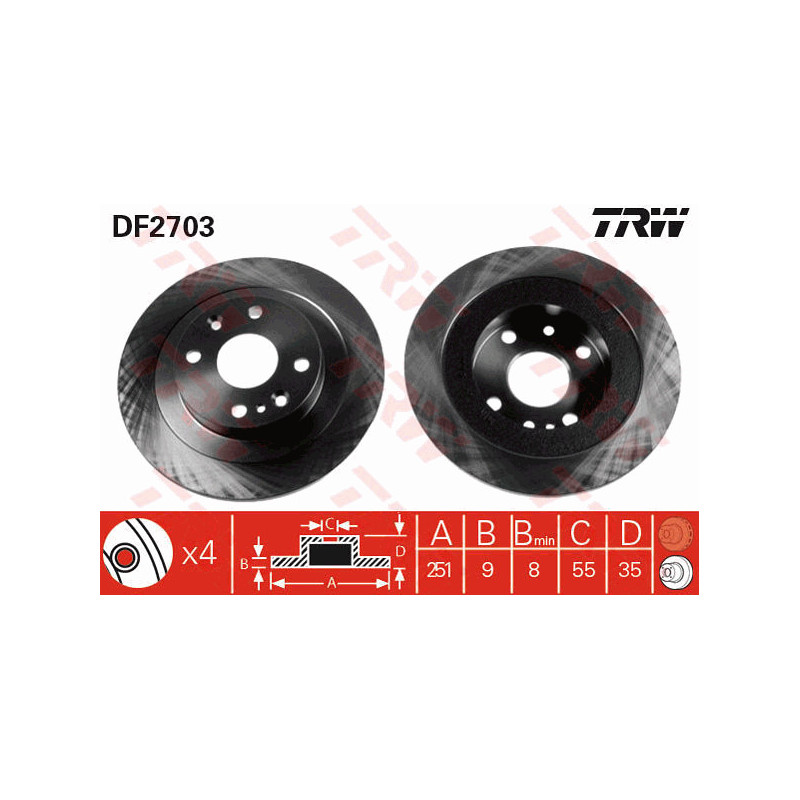 Jeu de 2 disques de frein TRW