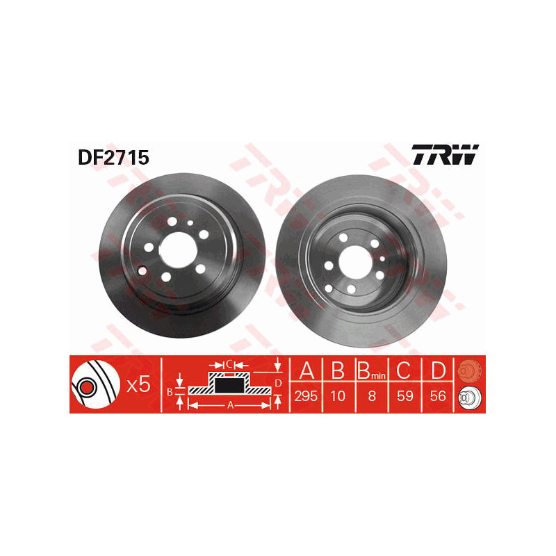 Jeu de 2 disques de frein TRW