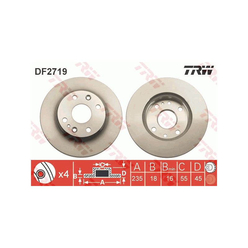 Jeu de 2 disques de frein TRW