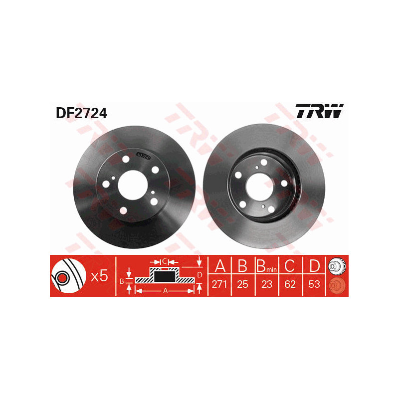 Jeu de 2 disques de frein TRW