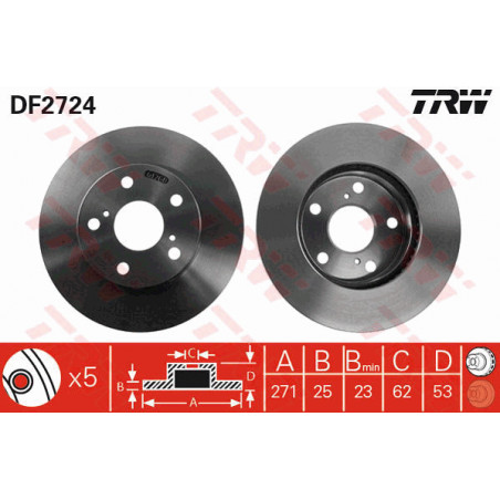 Jeu de 2 disques de frein TRW