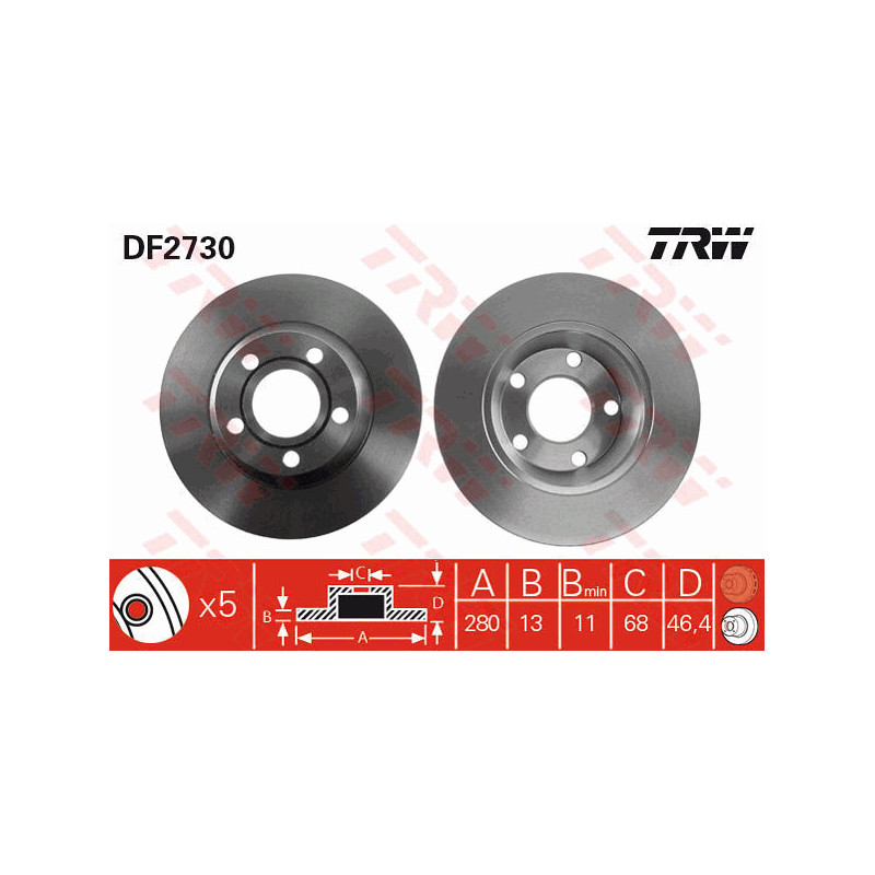 Jeu de 2 disques de frein TRW
