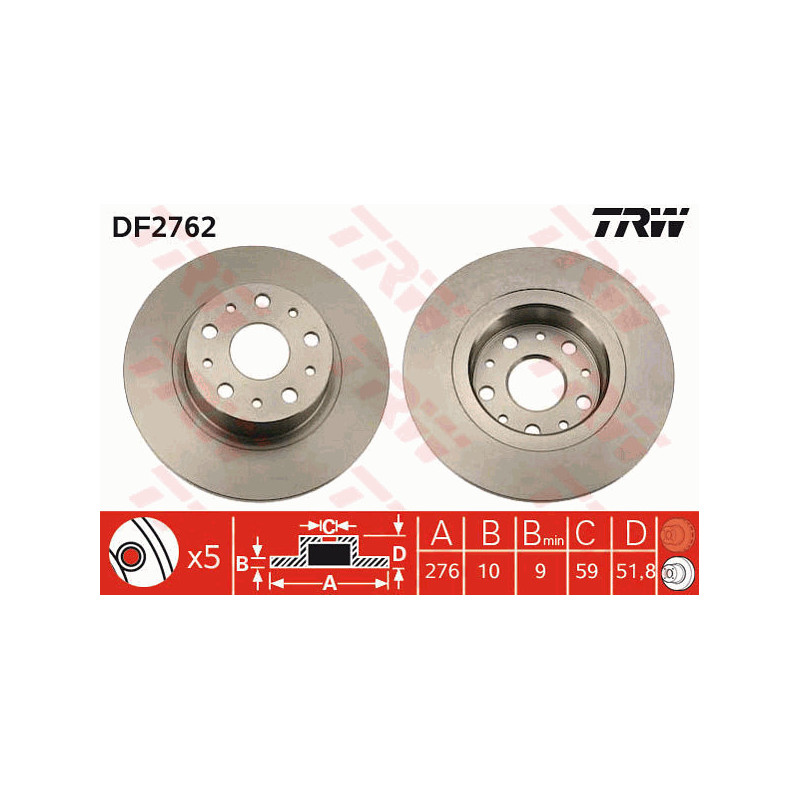 Jeu de 2 disques de frein TRW