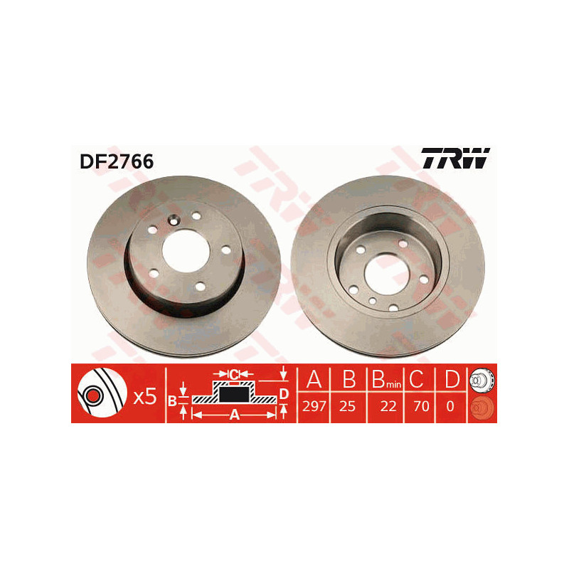 Jeu de 2 disques de frein TRW