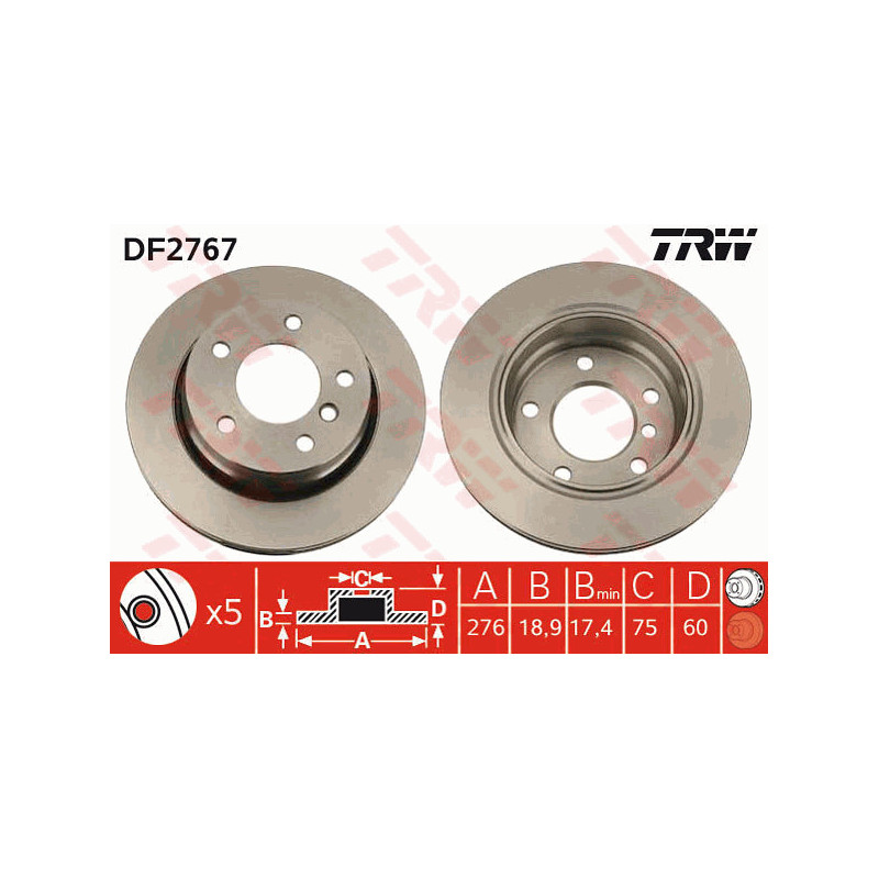 Jeu de 2 disques de frein TRW