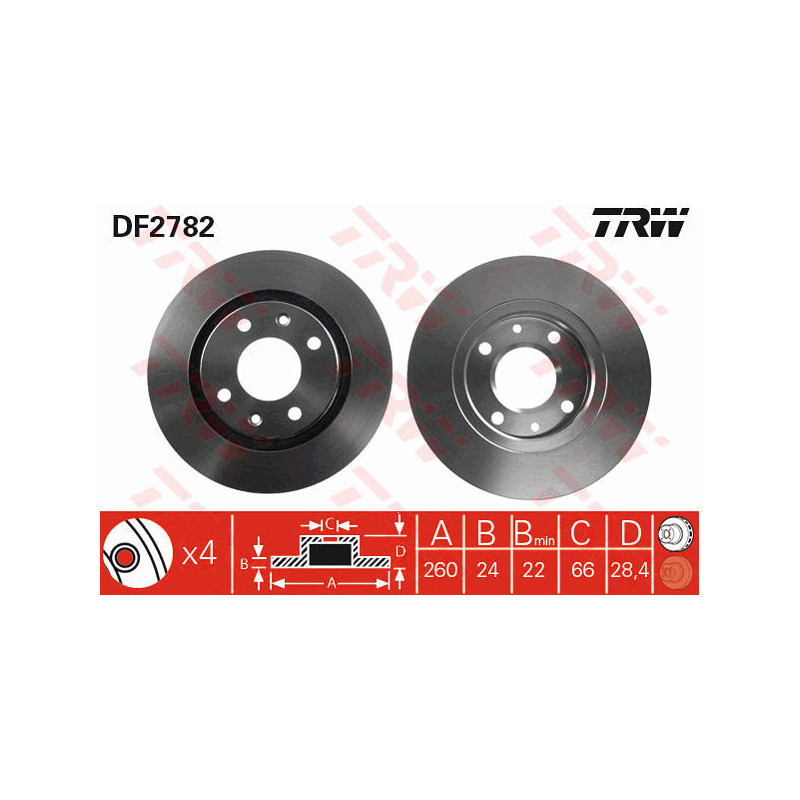 Jeu de 2 disques de frein TRW