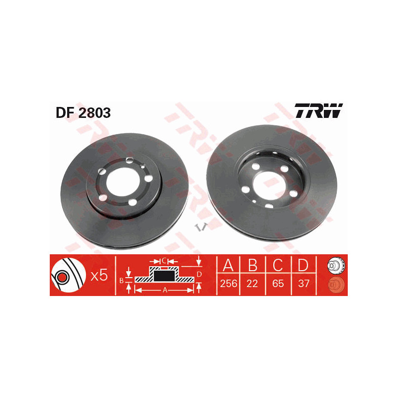 Jeu de 2 disques de frein TRW