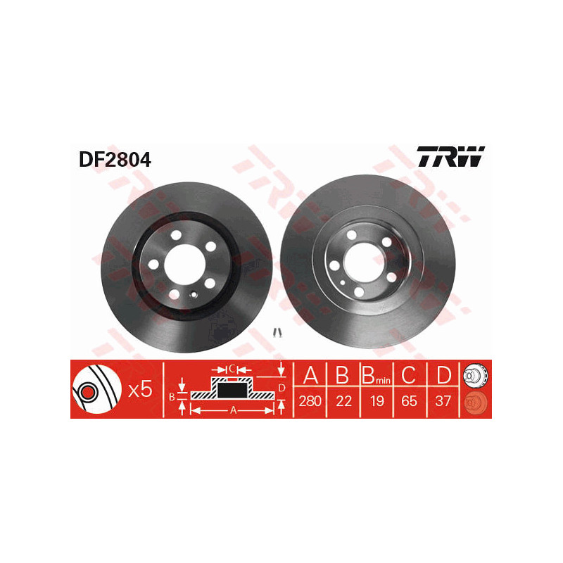 Jeu de 2 disques de frein TRW