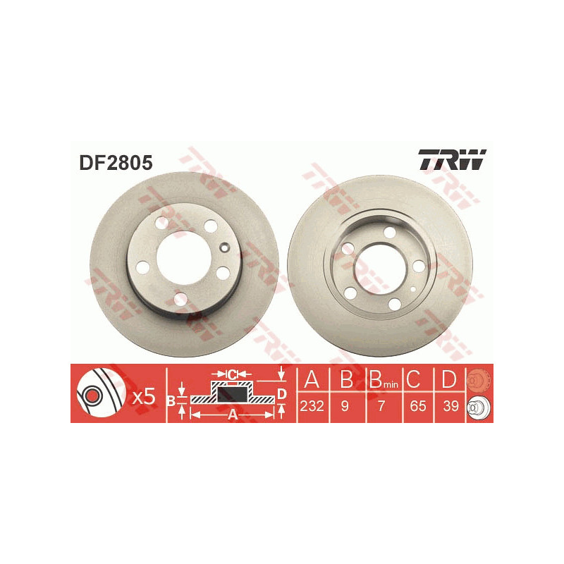 Jeu de 2 disques de frein TRW