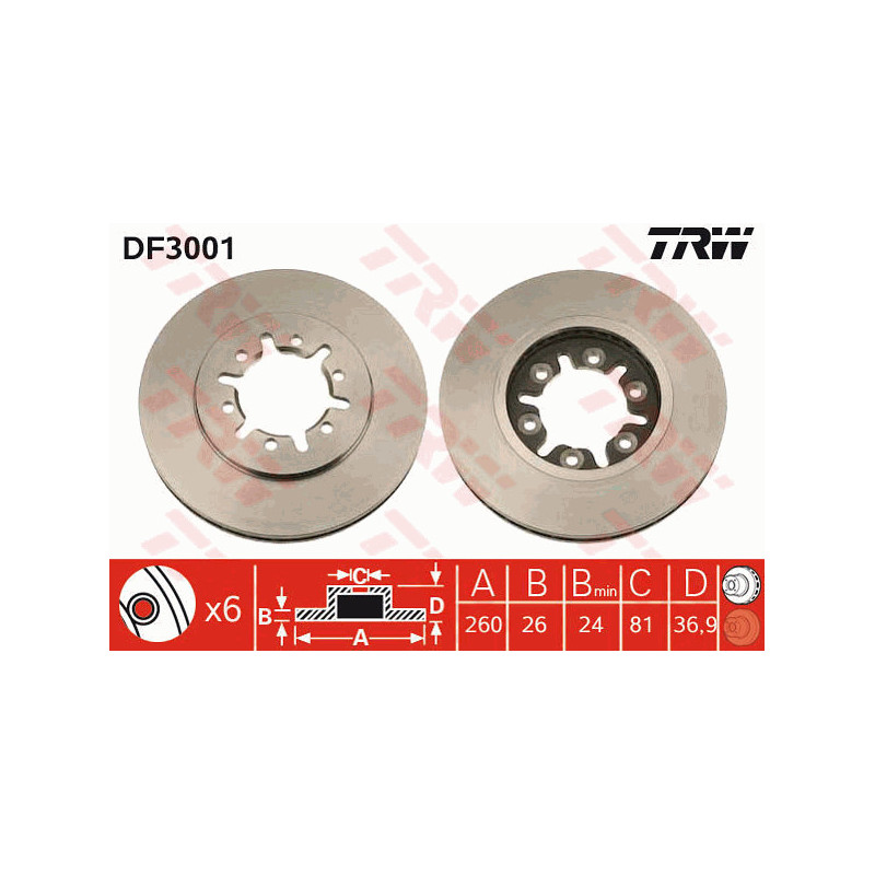 Jeu de 2 disques de frein TRW