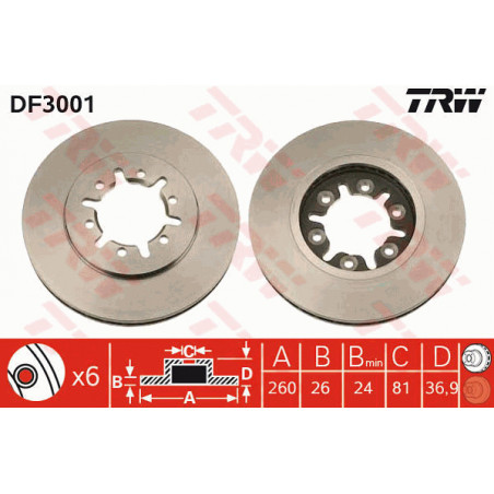 Jeu de 2 disques de frein TRW
