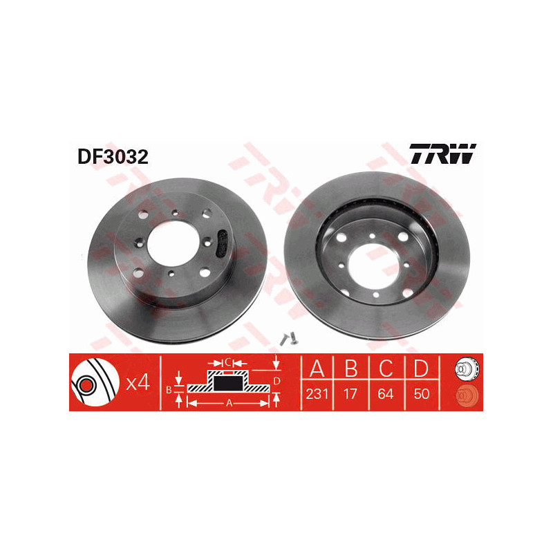 Jeu de 2 disques de frein TRW