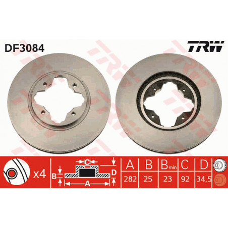 Jeu de 2 disques de frein TRW