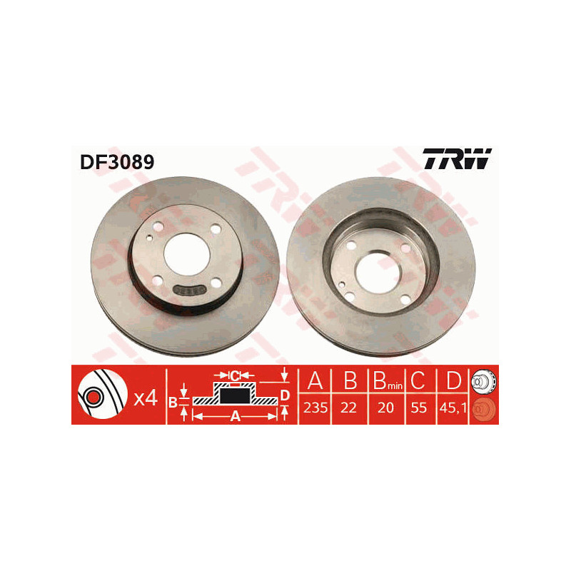 Jeu de 2 disques de frein TRW