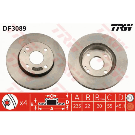 Jeu de 2 disques de frein TRW