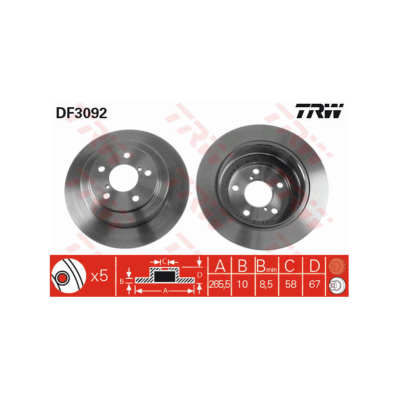 Jeu de 2 disques de frein TRW