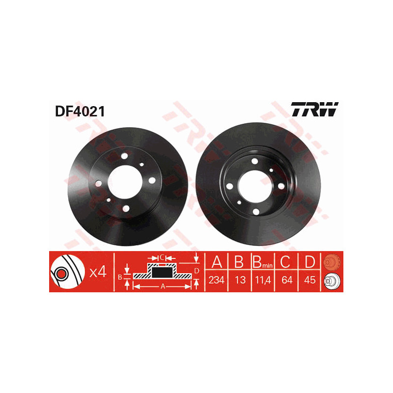 Jeu de 2 disques de frein TRW