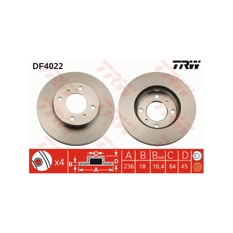 Jeu de 2 disques de frein TRW