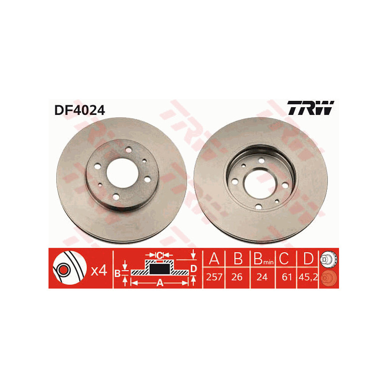 Jeu de 2 disques de frein TRW