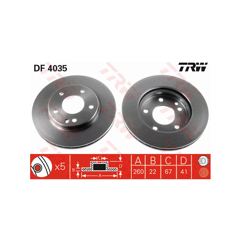 Jeu de 2 disques de frein TRW