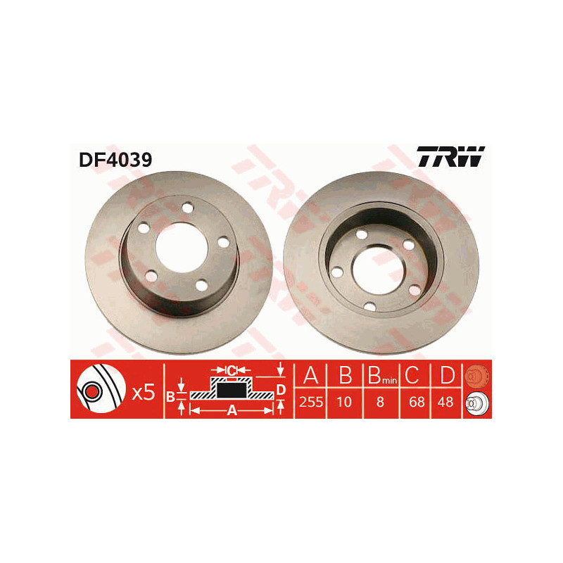 Jeu de 2 disques de frein TRW