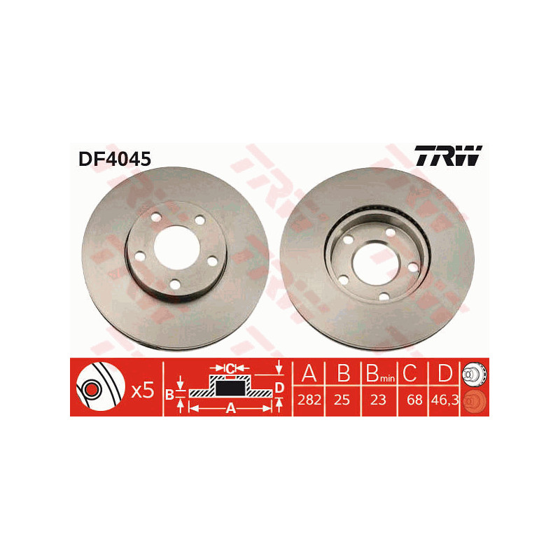 Jeu de 2 disques de frein TRW