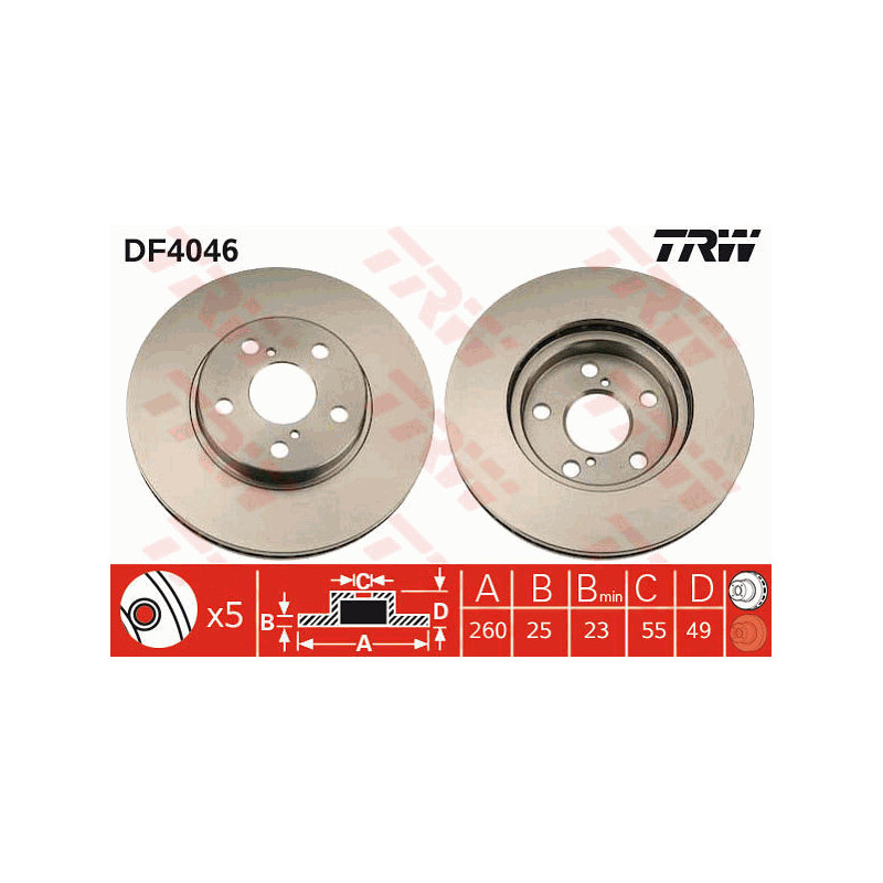 Jeu de 2 disques de frein TRW