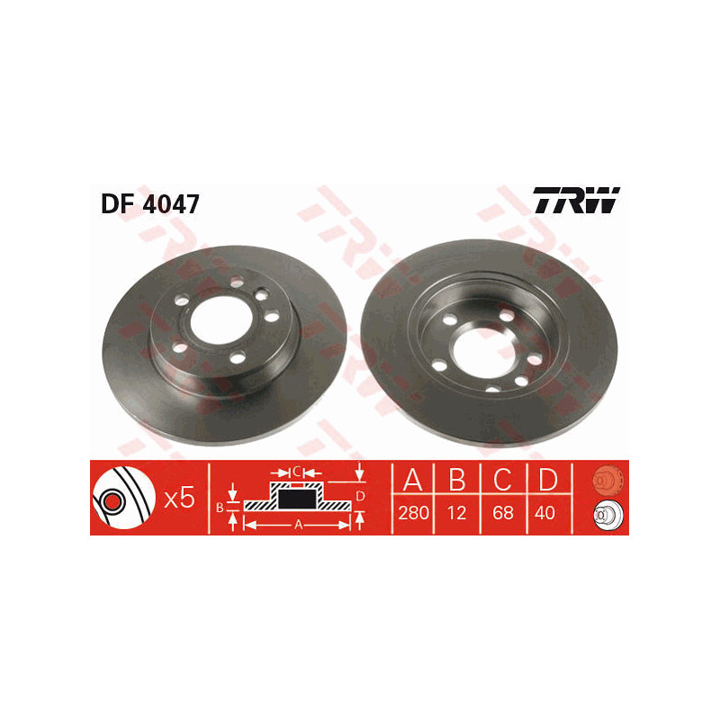 Jeu de 2 disques de frein TRW