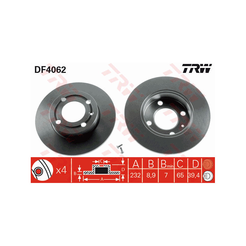 Jeu de 2 disques de frein TRW