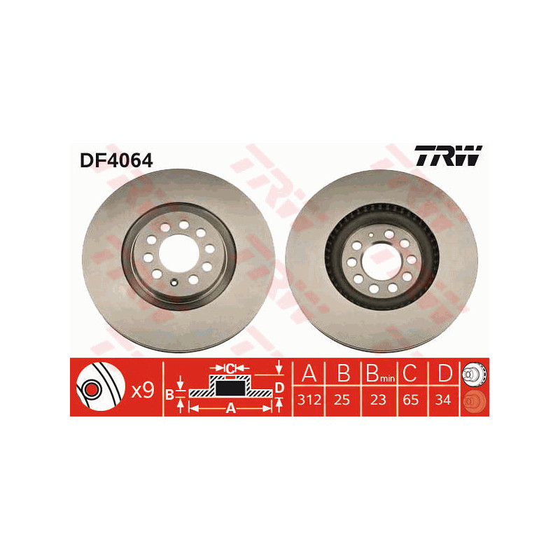 Jeu de 2 disques de frein TRW