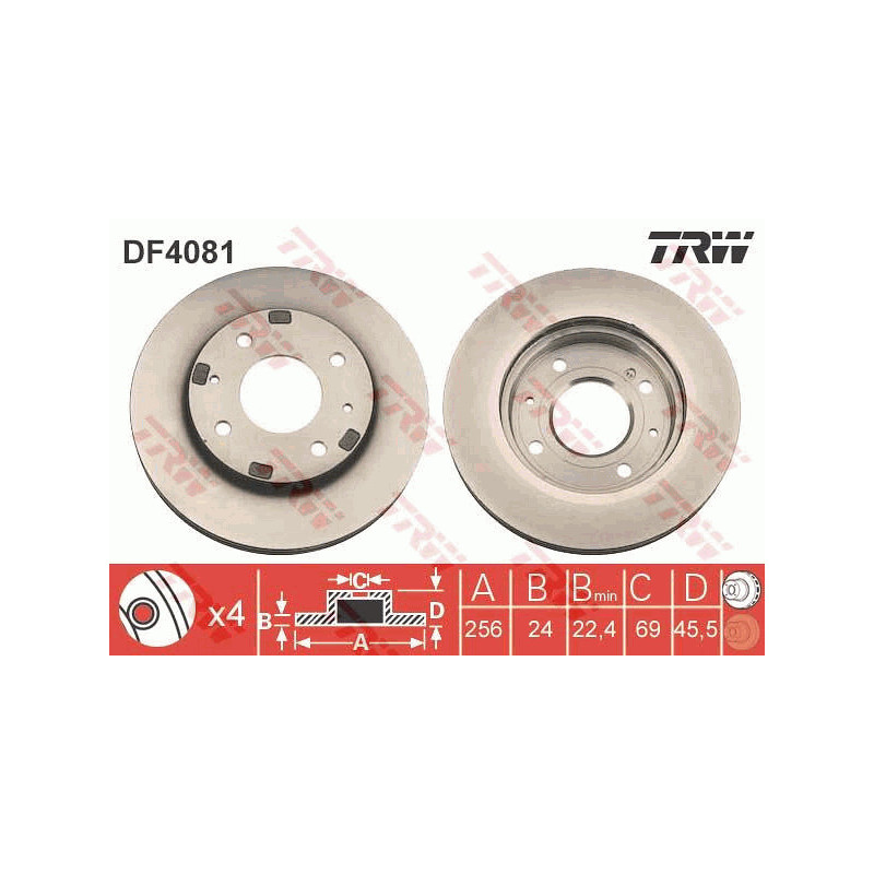 Jeu de 2 disques de frein TRW