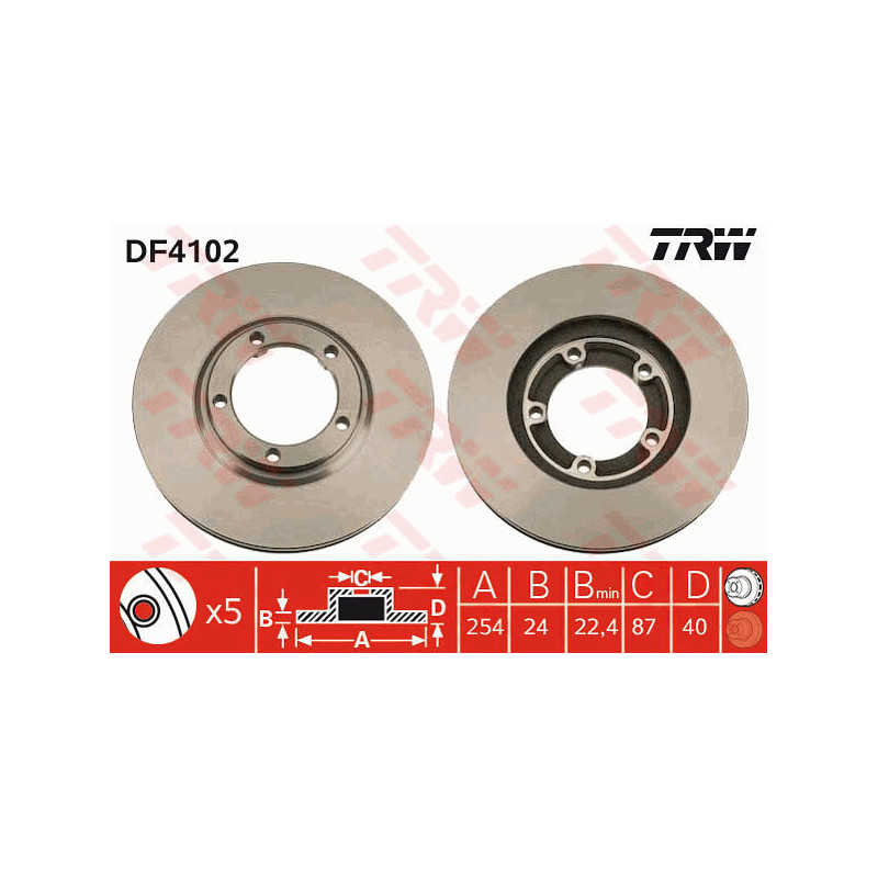 Jeu de 2 disques de frein TRW