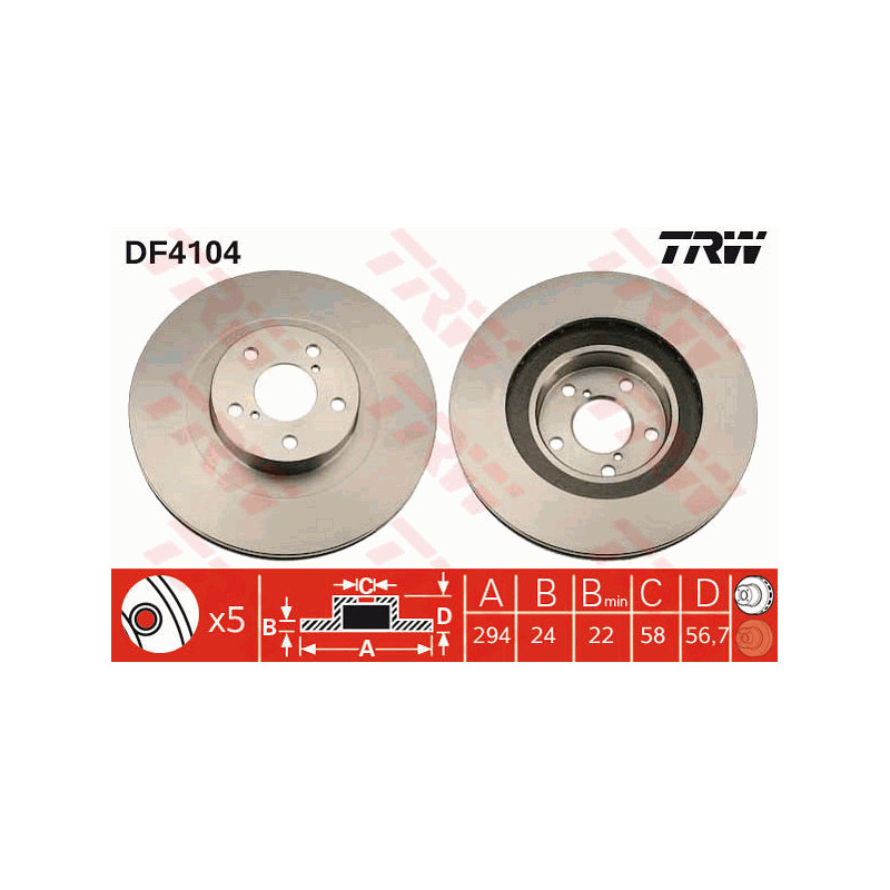 Jeu de 2 disques de frein TRW