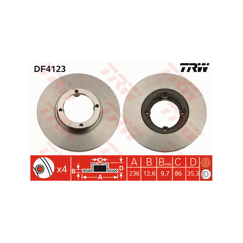 Jeu de 2 disques de frein TRW