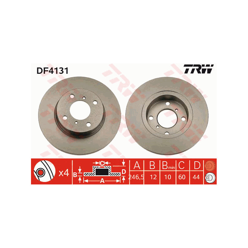 Jeu de 2 disques de frein TRW