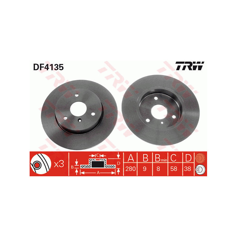 Jeu de 2 disques de frein TRW