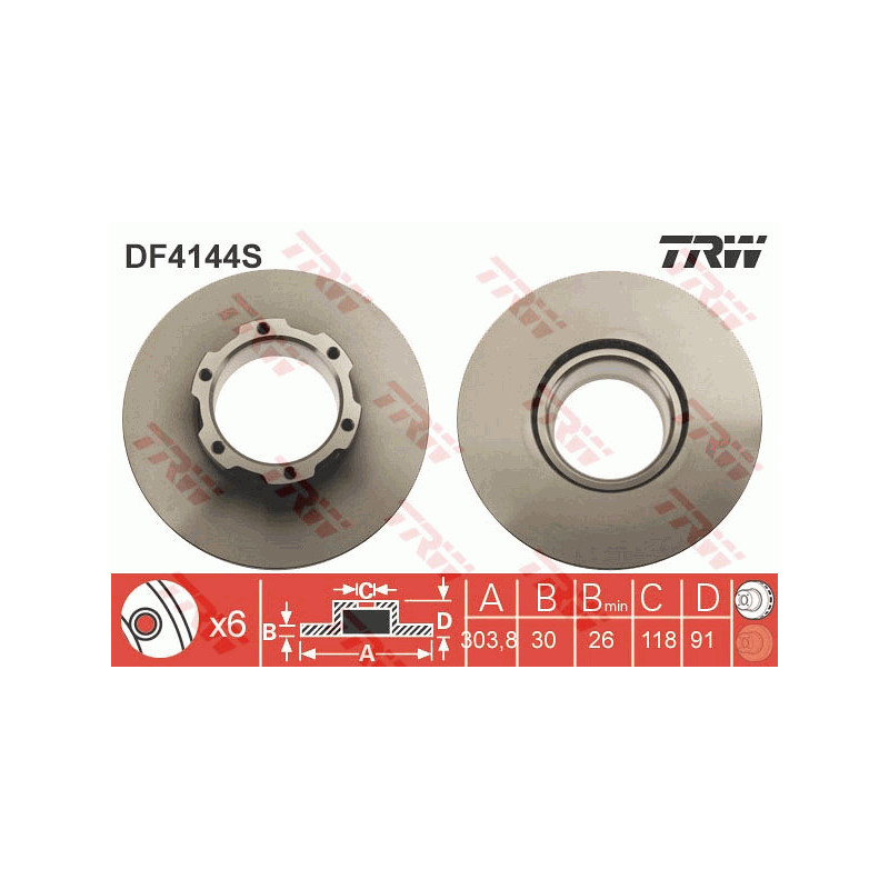 Jeu de 2 disques de frein TRW