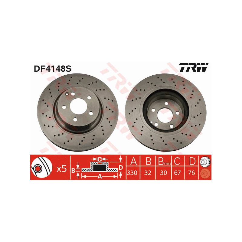 Jeu de 2 disques de frein TRW