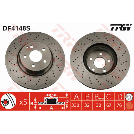 Jeu de 2 disques de frein TRW