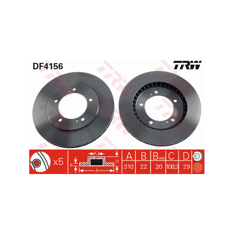 Jeu de 2 disques de frein TRW
