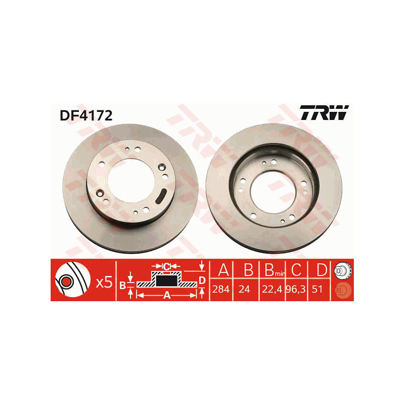 Jeu de 2 disques de frein TRW