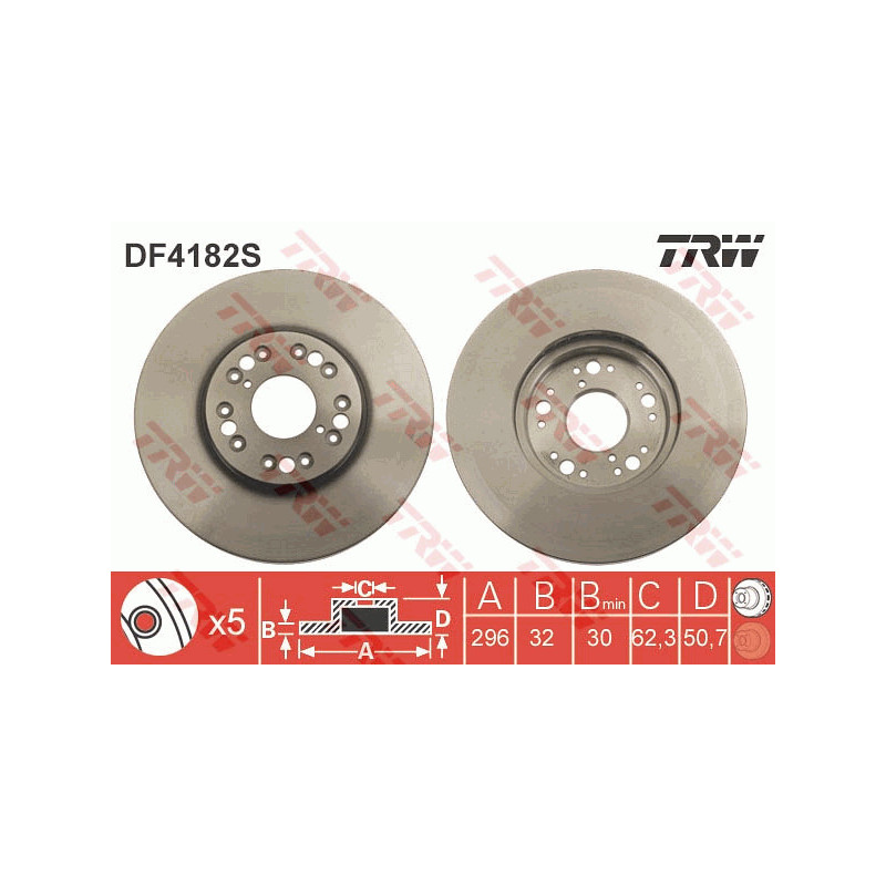 Jeu de 2 disques de frein TRW