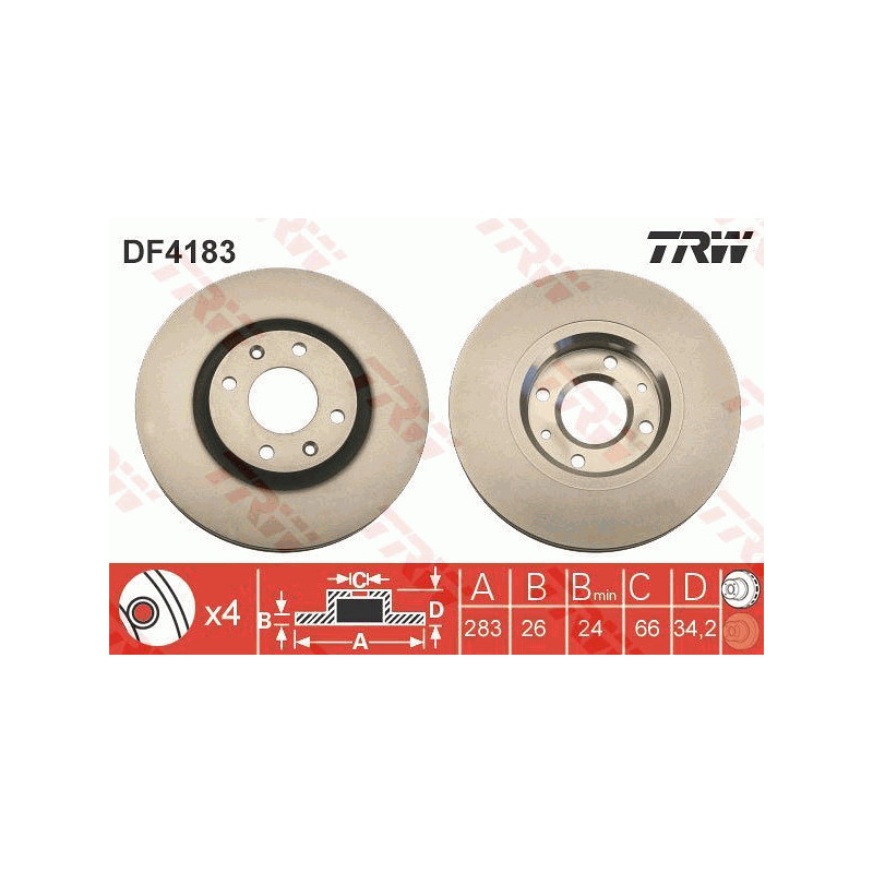 Jeu de 2 disques de frein TRW