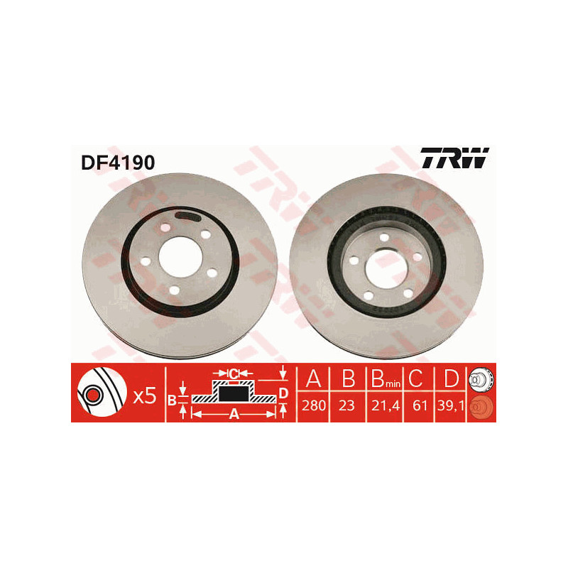 Jeu de 2 disques de frein TRW