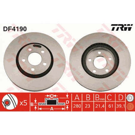 Jeu de 2 disques de frein TRW