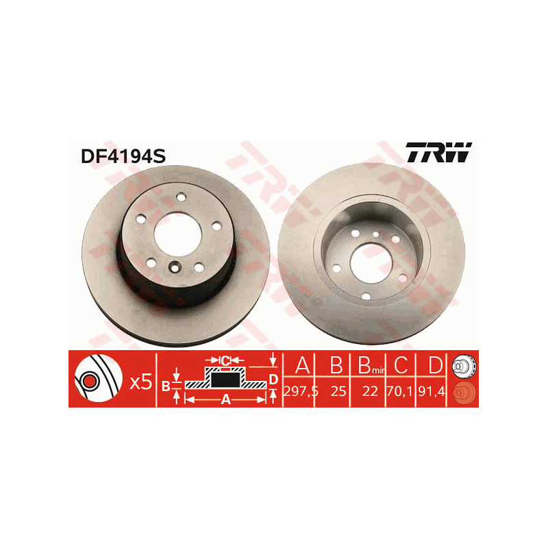 Jeu de 2 disques de frein TRW