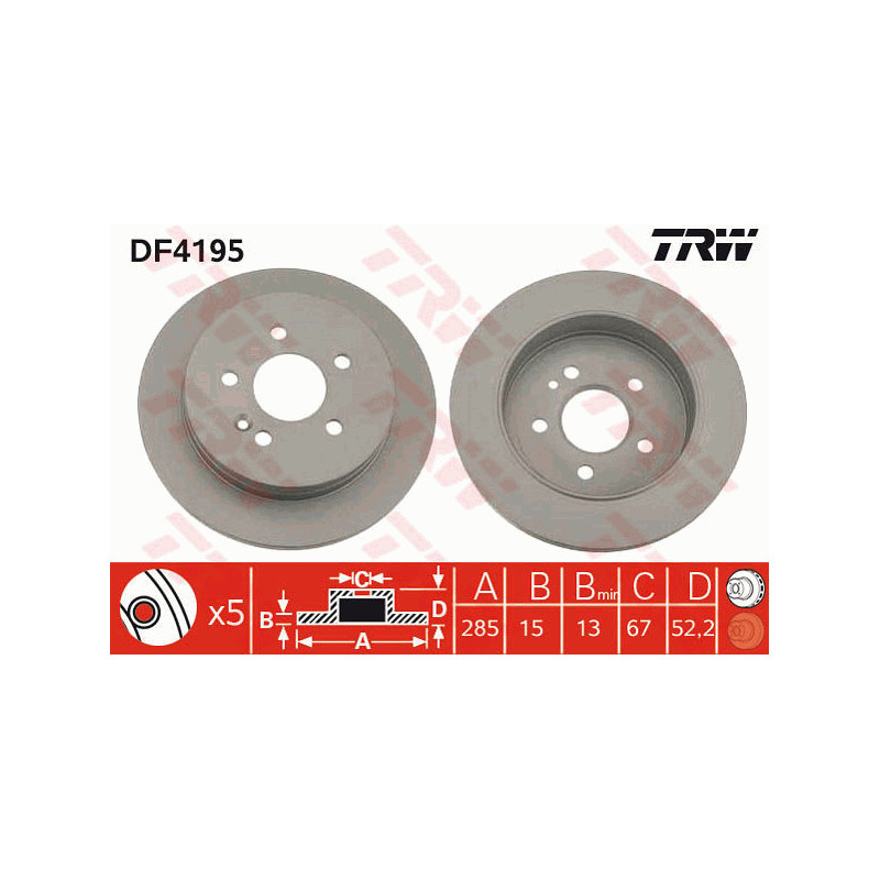 Jeu de 2 disques de frein TRW